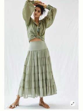 $260 Erica Pena Anthropology sage tiered boho skirt. Xs/s